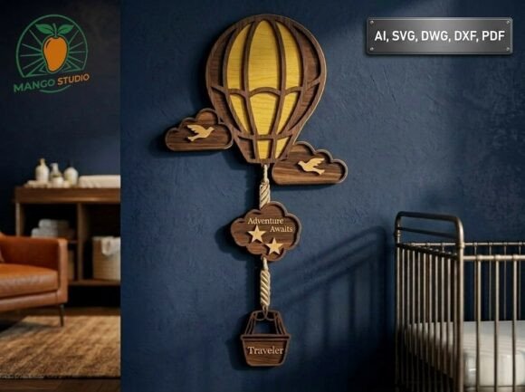 3D Adventure Air Balloon Laser Cut File: Bringing Depth and Magic to Your Space
