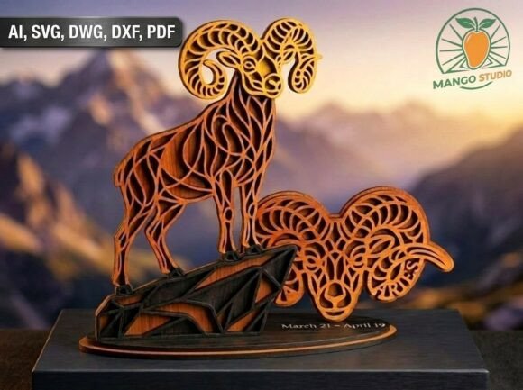 3D Aries Zodiac Stand - 3mm Laser File