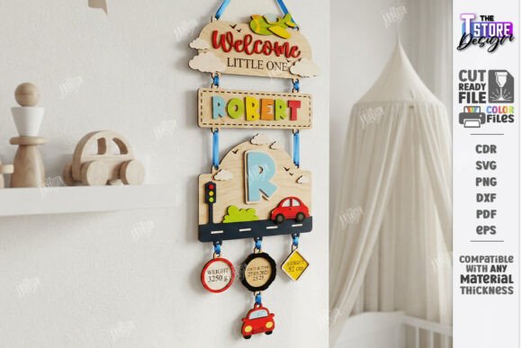 3D Nursery Layered Wall Sign Laser Cut