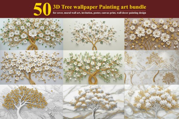 3D Painting Tree for Canvas Wall Art