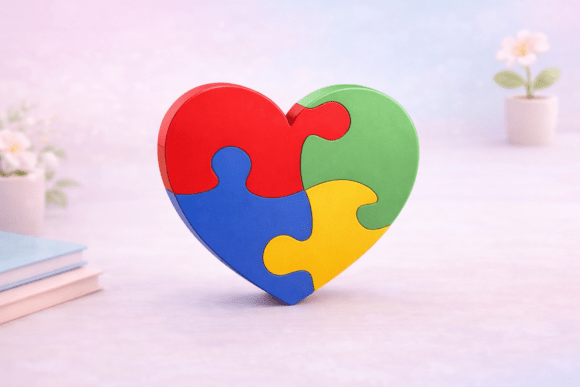 Autism Puzzle Heart STL - Neurodiversity: A Symbol of Connection and Understanding
