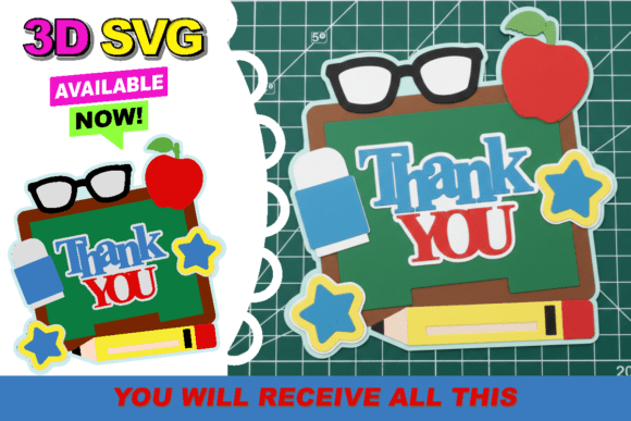 Back to School Cake Topper 3D SVG