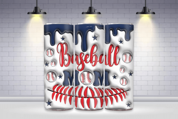 Baseball Mom 3D Tumbler Wrap Design