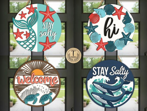 Beach Door Sign Laser Cut SVG Bundle