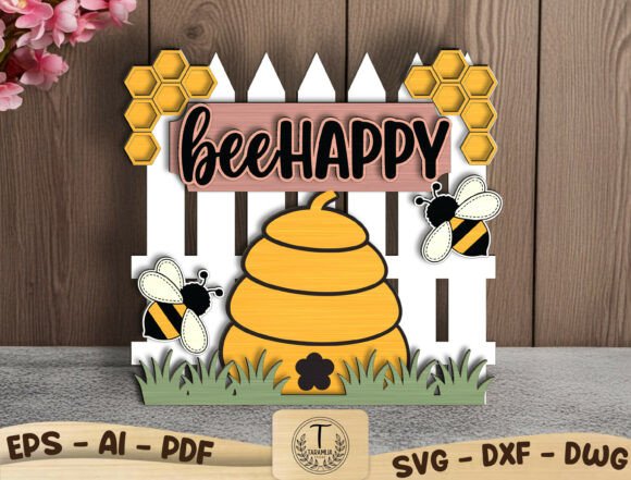 Bee Happy Laser Cut File SVG: Farmhouse Charm