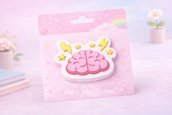 Brain Magnet: A Cute Kawaii Design for Mental Health Awareness and Neurodiversity