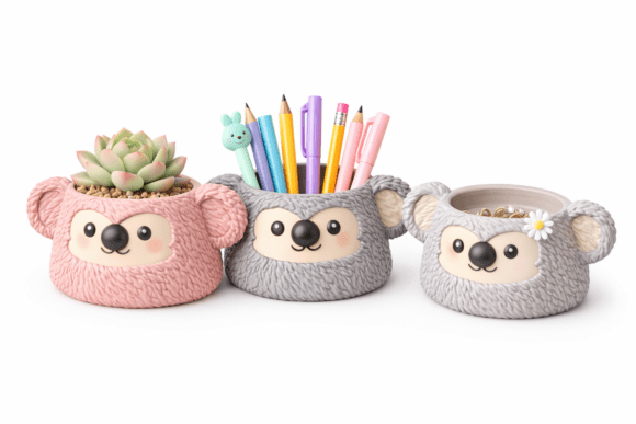 Bring a Touch of Cuteness to Your Workspace with the Koala Planter Pen Holder STL