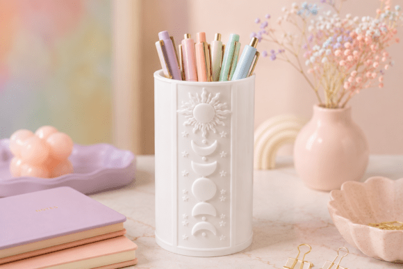 Celestial Moon Phase Pen Holder: A Mystical Solution for Modern Desk Organization
