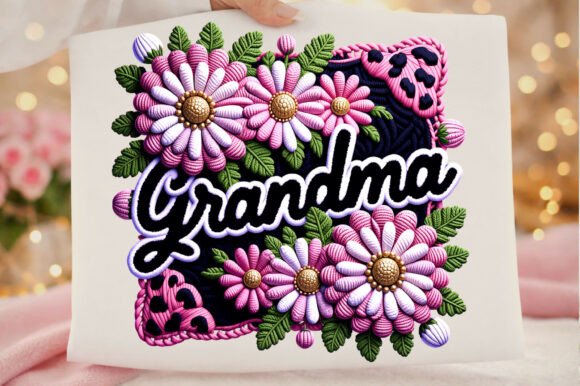 Floral Faux Yarn Grandma Mother's Day Design