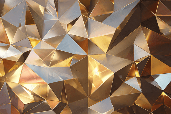 Golden Crystal Geometric 3D Background: Elevating Design with Radiant Elegance