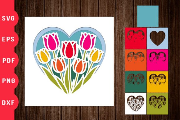 Heart Tulip 3D Shadow Box Design: Elevating Home Décor with Layered Art