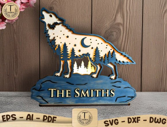 Personalized Wolf Forest Wood Laser Cut Art