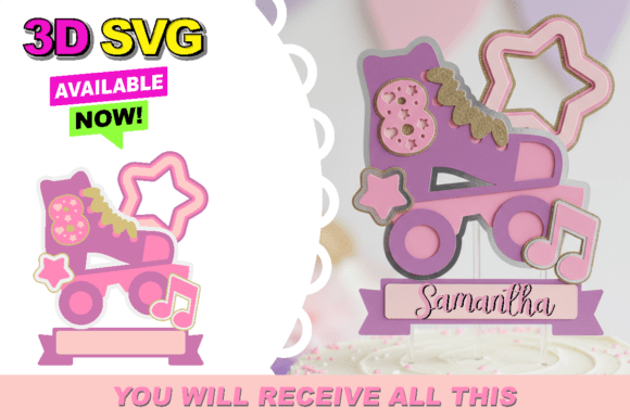 Retro Roller Skates 3D SVG Cake Topper