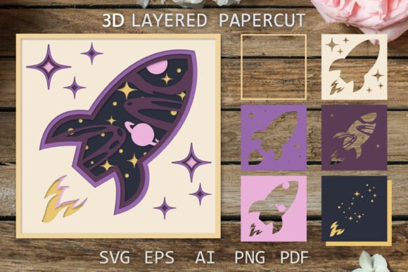 Space Rocket 3D Layered Paper Cut Card: A Creative Solution for Crafters