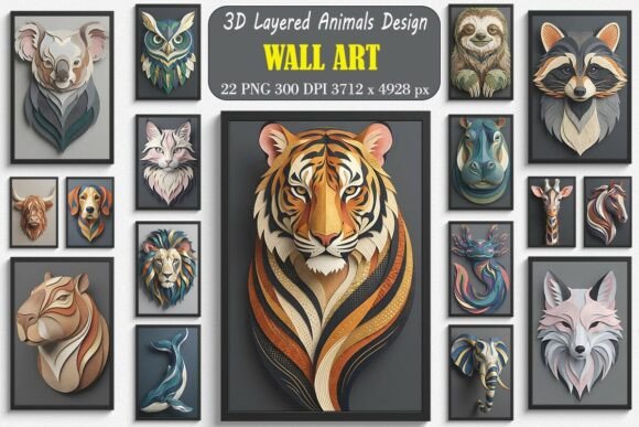 Transform Your Space with the 3D Layered Animals Design Wall Arts Bundle