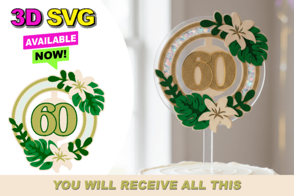 Tropical Leaf Cake Topper 3D SVG Guide